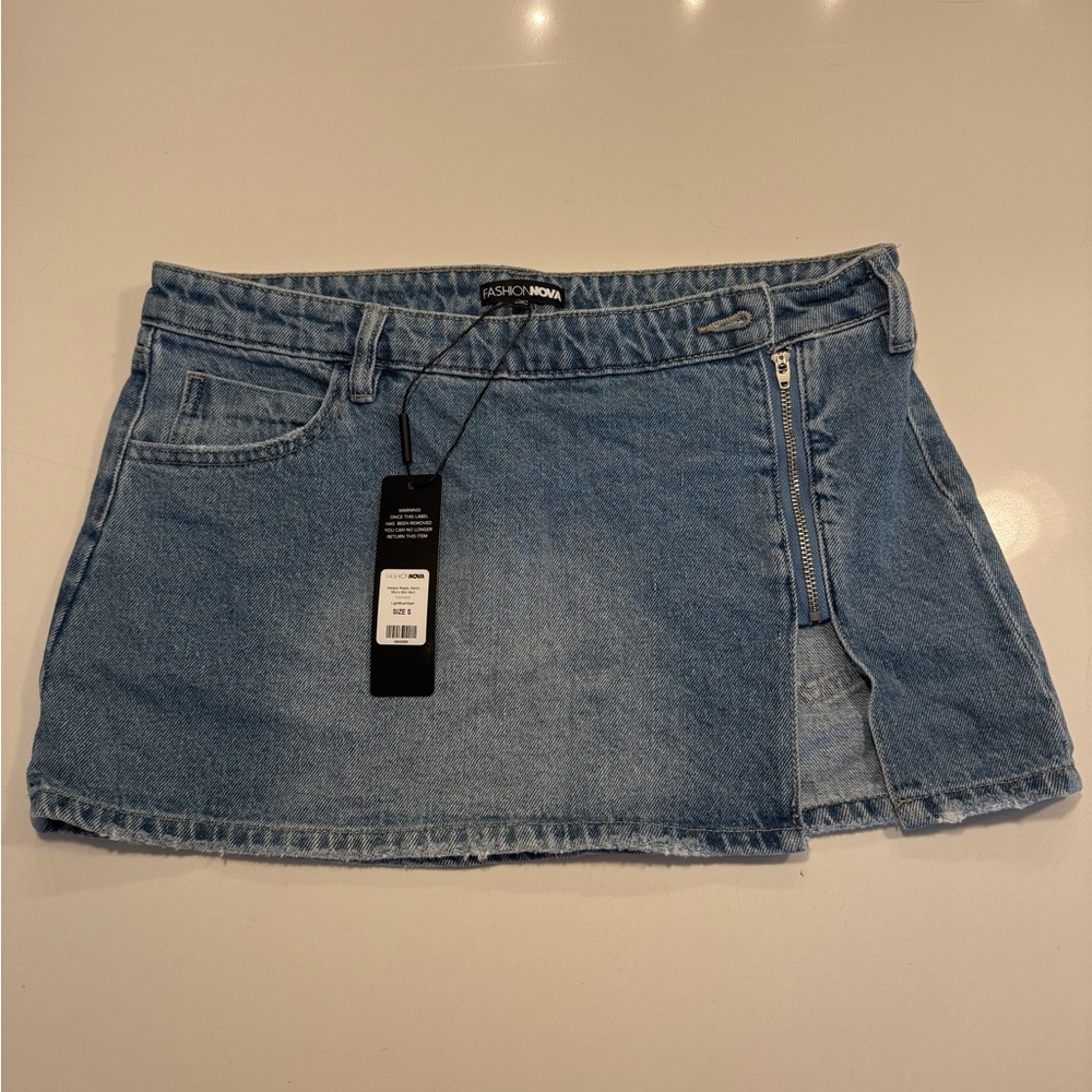 Fashion Nova Denim Mini Skirt with Zipper